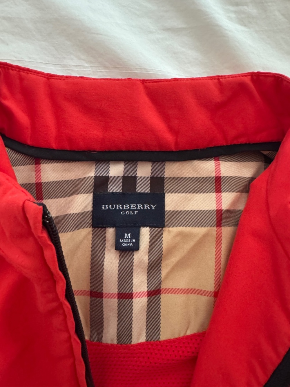 Burberry Golf Jacket | Women M | Red & Gray Colorblock | Nova Check Lining